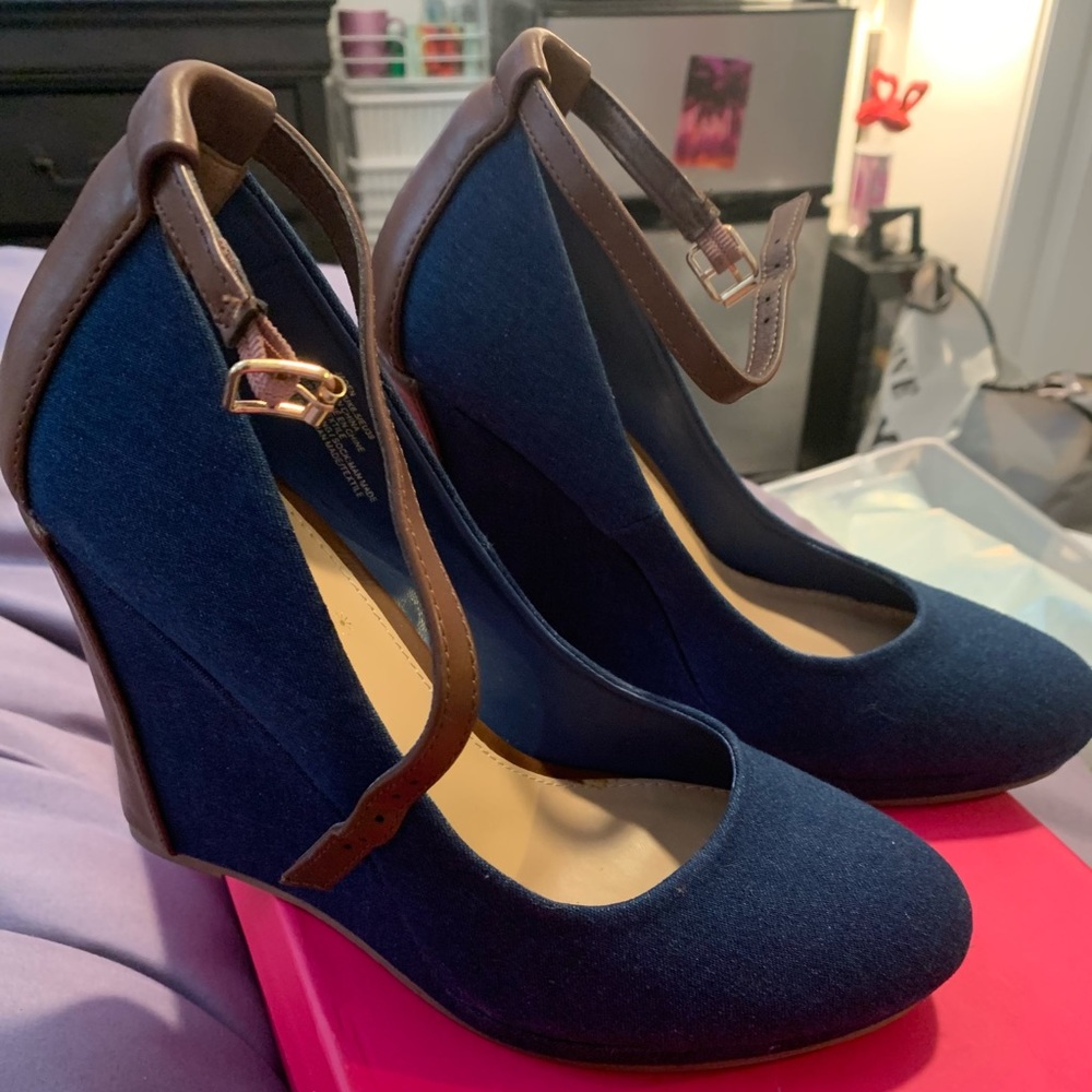 Denim Wedge Heels